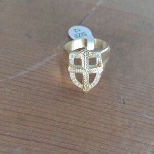Gold Cross Shield Ring